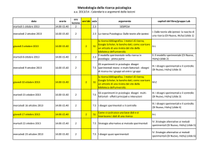 Calendario e argomenti delle lezioni