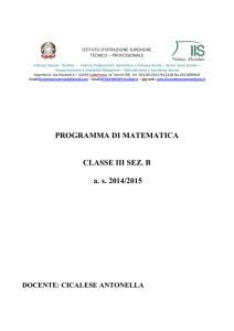 PROGRAMMA DI MATEMATICA CLASSE III SEZ. B a. s. 2014/2015