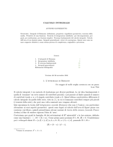 CALCOLO INTEGRALE 1. L`integrale di Riemann Un viaggio di