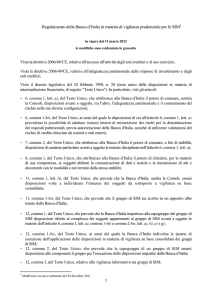 Regolamento della Banca d`Italia in materia di vigilanza prudenziale