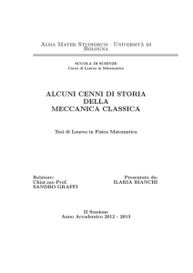 ALCUNI CENNI DI STORIA DELLA MECCANICA CLASSICA