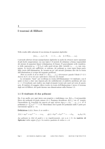 Risultante, teoremi di Hilbert e topologia di Zariski