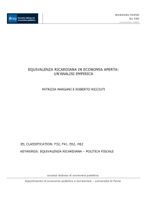 equivalenza ricardiana in economia aperta: un`analisi empirica