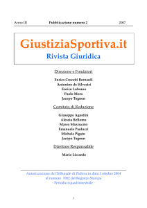 l` arbitrato tra ordinamento sportivo e ordinamento generale, alla