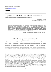 La qualità sociale della libertà come «tribunale» delle istituzioni.