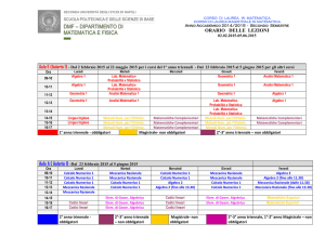 ORARIO DELLE LEZIONI - Dipartimento di Matematica e Fisica