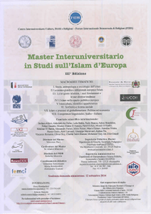 Master Interuniversitario in Studi sull`Isiam d`Europa