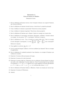 Matematica A Corso di Laurea in Chimica Domande di teoria 1