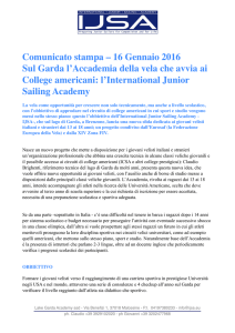 Comunicato stampa – 16 Gennaio 2016 Sul Garda l