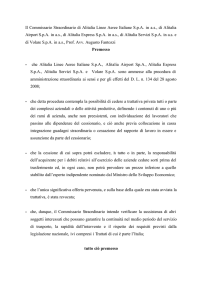 Il Commissario Straordinario di Alitalia Linee Aeree Italiane S.p.A. in