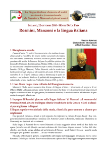 Rosmini, Manzoni e la lingua italiana