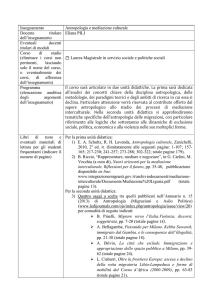 Insegnamento Antropologia e mediazione culturale Docente titolare