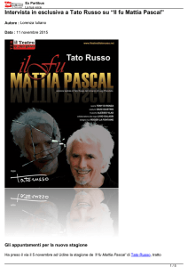 Intervista in esclusiva a Tato Russo su “Il fu Mattia Pascal”