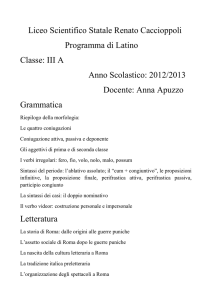 Liceo Scientifico Statale Renato Caccioppoli Programma di Latino