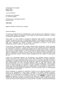 La lettera al Presidente del Consiglio Matteo Renzi