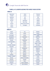 tabella classificazione per aree paesi esteri area a area b