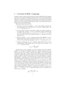 1 I teoremi di Rolle e Lagrange