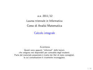 Corso di Analisi Matematica Calcolo integrale