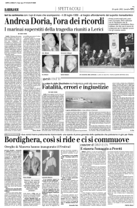 Andrea Doria, l`ora dei ricordi