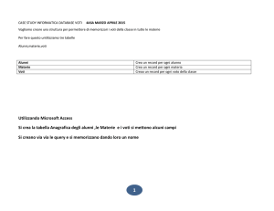 Utilizzando Microsoft Access Si crea la tabella Anagrafica degli