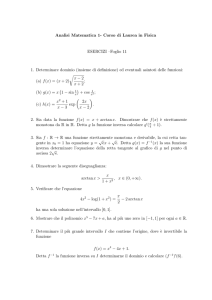 Analisi Matematica 1- Corso di Laurea in Fisica ESERCIZI –Foglio