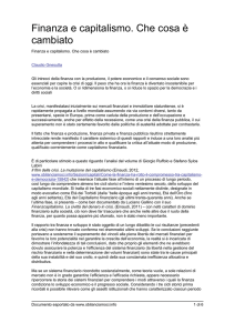 Finanza e capitalismo. Che cosa è cambiato