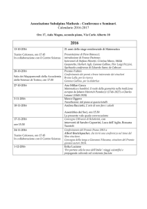 Conferenze e Seminari. Calendario 2016-2017