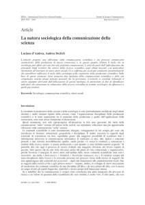 Article La natura sociologica della comunicazione della scienza