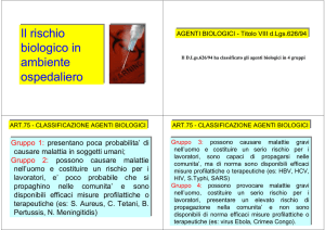 Il rischio biologico in ambiente ospedaliero Il rischio biologico in