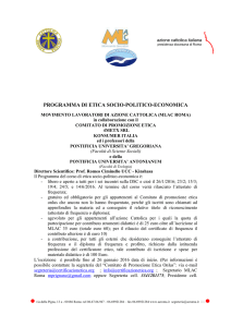 Programma del corso - Comitato di Promozione Etica