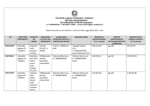 Comando Legione Carabinieri “Calabria” Servizio Amministrativo