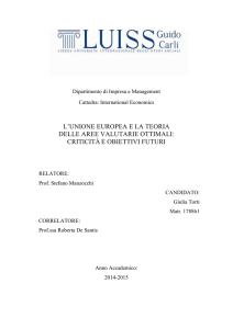 L`UNIONE EUROPEA E LA TEORIA DELLE AREE VALUTARIE