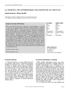 La GeNetIca NeL determINISmo deLL`INfezIoNe da vIruS HIv