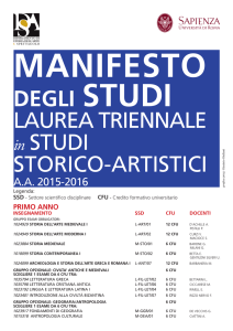 Manifesto laurea triennale Studi storico-artistici 2015-2016