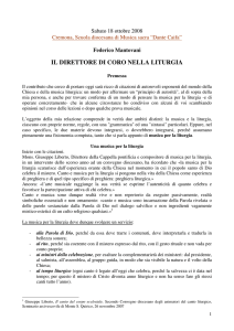 il direttore di coro nella liturgia - Scuola Diocesana di Musica Sacra