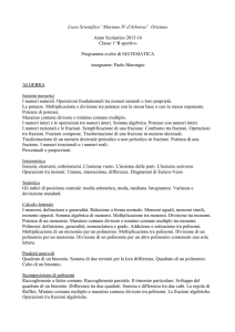 ALGEBRA Insiemi numerici I numeri naturali. Operazioni