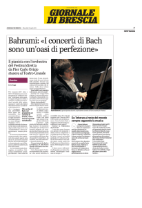 Bahrami: «I concerti di Bach sono un`oasi di perfezione»