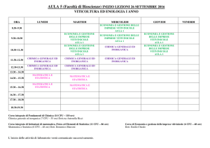 AULA 5 (Facoltà di Bioscienze) INIZIO LEZIONI 26 SETTEMBRE 2016