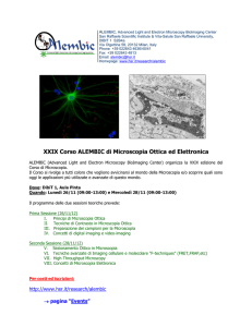 XXIX Corso ALEMBIC di Microscopia Ottica ed Elettronica