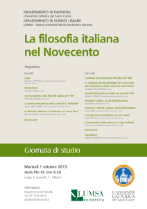 Giornata di studio sulla Filosofia italiana nel Novecento 1 ottobre 2013