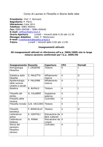 Corso di Laurea in Filosofia e Storia delle idee