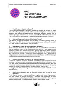 HPV: UNA RISPOSTA PER OGNI DOMANDA