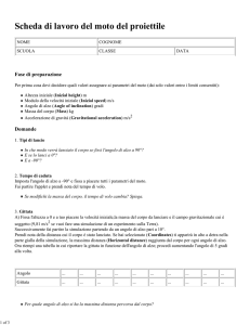Scheda di lavoro del moto del proiettile