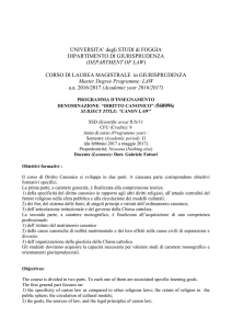 Diritto Canonico - Università degli Studi di Foggia