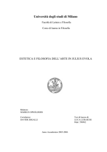 Estetica e filosofia dell`arte in Julius Evola