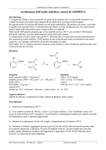 Acetilazione dell`acido salicilico: sintesi di ASPIRINA