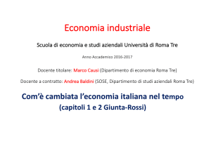 Com`e` cambiata l`economia italiana nel tempo (capitoli 1 e 2 GR)
