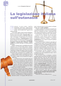 La legislazione italiana sull`eutanasia La legislazione italiana sull