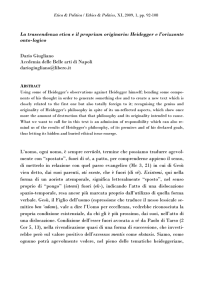 La trascendenza etica e il proprium originario: Heidegger e l