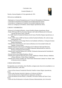 Currículum vitae en castellano - Ateneo Pontificio Regina Apostolorum